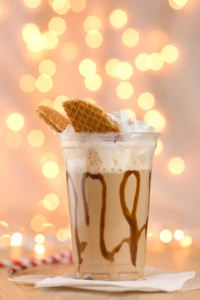 Sweet drink in plastic cup — Stock Photo, Image