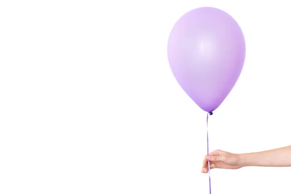 Womans hand holds balloons in a white background — Stock Photo, Image