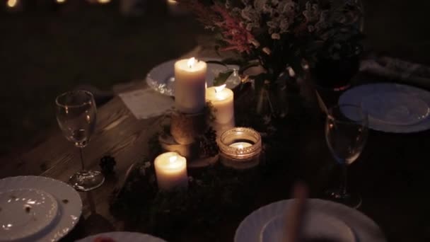 結婚式の装飾のテーブル — ストック動画