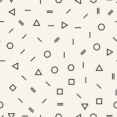 Soyut geometrik siyah beyaz memphis moda tasarım deseni