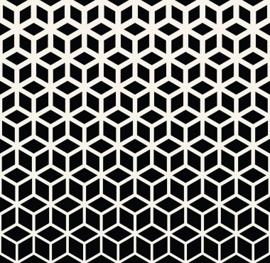 Siyah ve beyaz soyut kutsal geometri kılavuz noktalı resim küpleri deseni