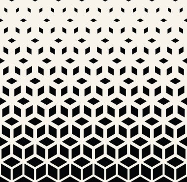 Siyah ve beyaz soyut kutsal geometri kılavuz noktalı resim küpleri deseni