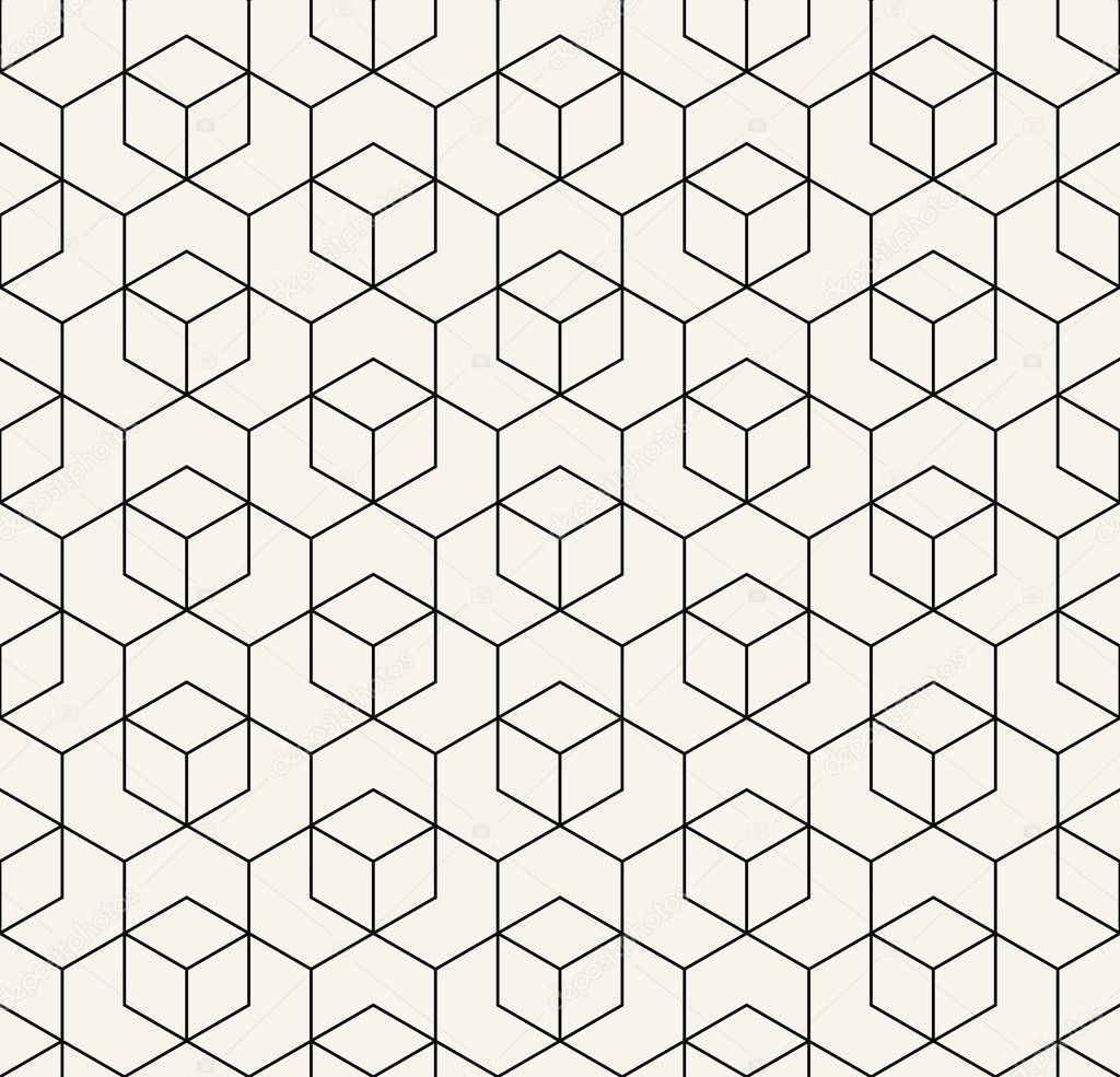 seamless geometric line grid vector cubes pattern