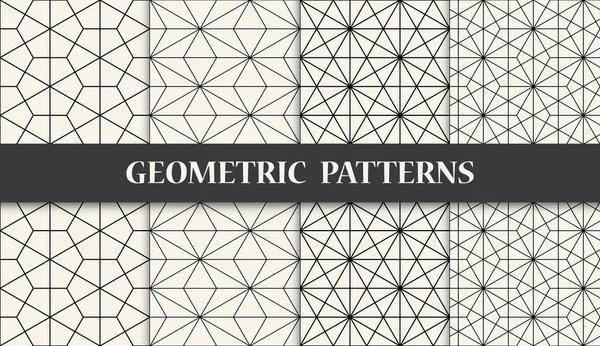 Black and white geometric seamless pattern set — Stock Vector