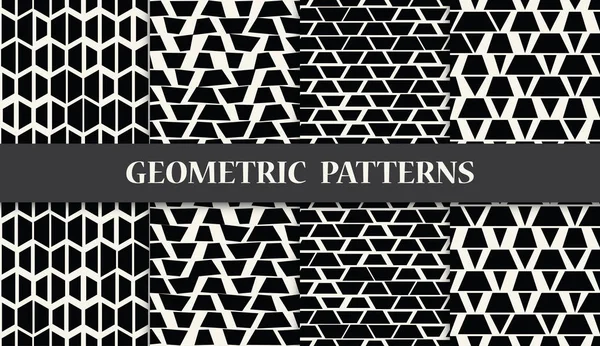 Schwarz-weiß geometrisches nahtloses Halbtonmusterset — Stockvektor