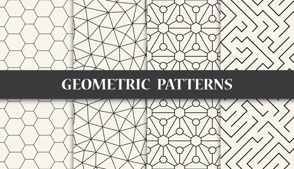 Conjunto de patrón de cuadrícula geométrica en blanco y negro — Archivo Imágenes Vectoriales