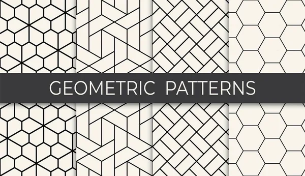 黒と白の幾何学グリッドパターンセット — ストックベクタ