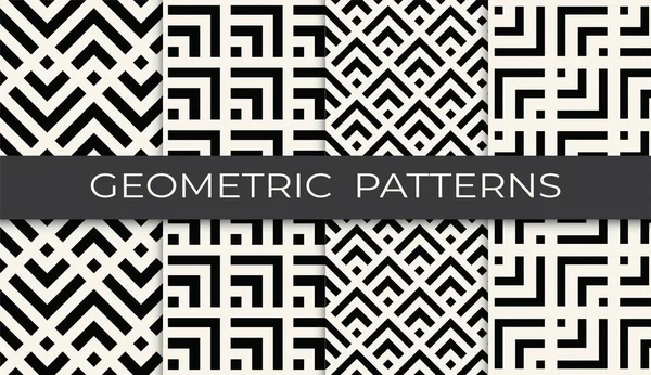 Svart och vitt geometriskt sömlöst mönster set — Stock vektor