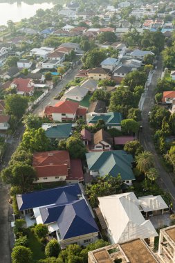 Varoşlarda çatı Tayland City havadan görünümü 
