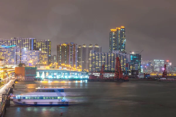 Hong kong stad på natten — Stockfoto