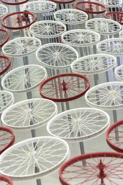 Bicycle wheels pattern decorate to background