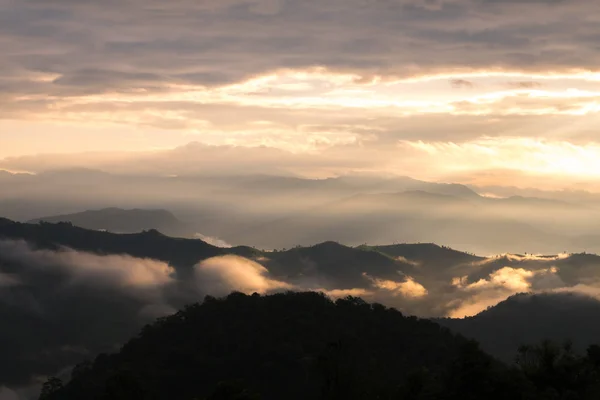 Fog Of Sunrise And Mountain — Stock Photo, Image