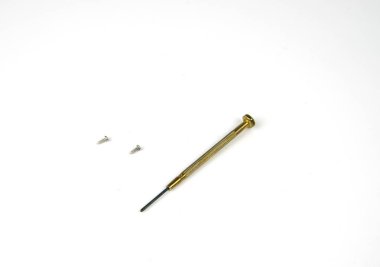 Tornavida ve fındık beyaz arka plan izole etmek