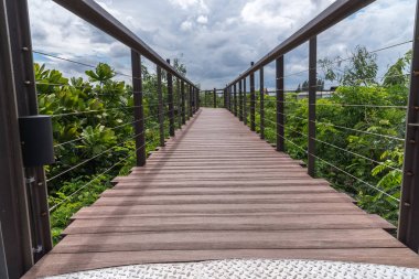 Ormana ahşap köprü