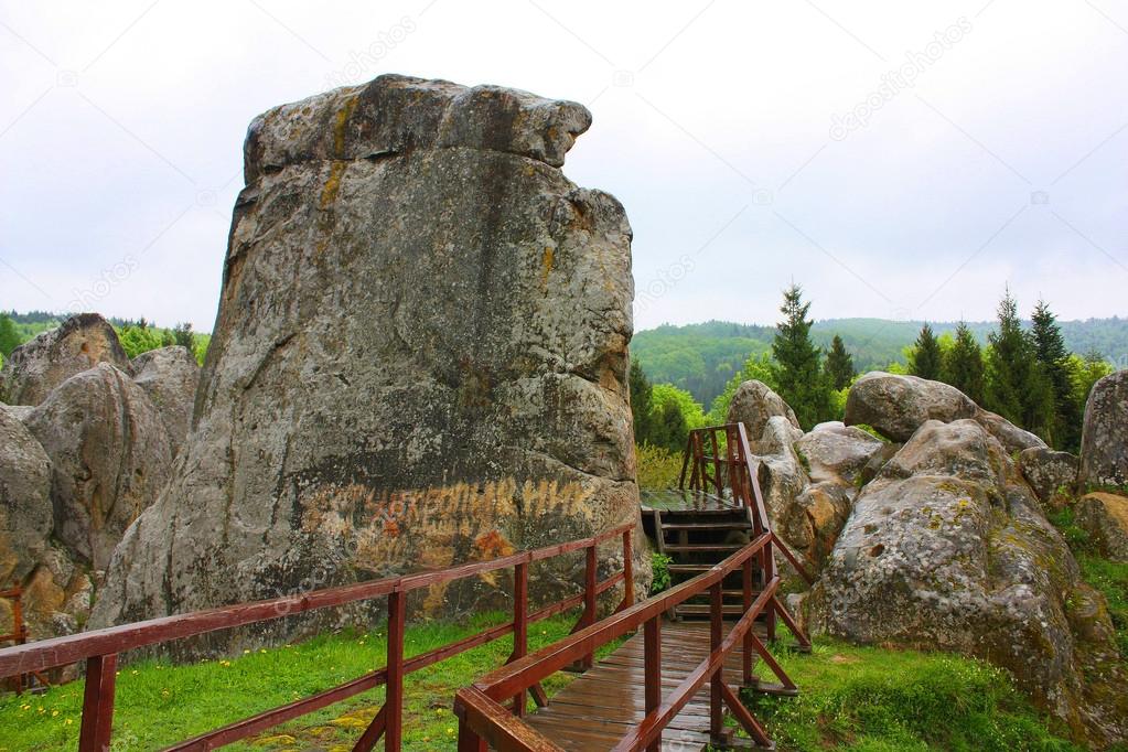 The fortress Tustan near the village Urich in Ukraine