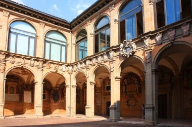 Bologna - 12 Eylül 2016. Arcade veranda Üniversitesi Bologna, İtalya