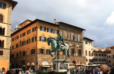 Floransa - 11 Eylül 2016. Heykeli Cosimo ı Piazza della Signoria Floransa