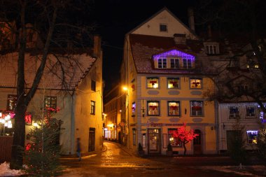 Riga - 12 Aralık 2017. Riga, Letonya tarihi merkezi