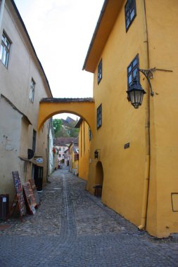 Romanya 'nın Sighisoara kentindeki renkli evler
