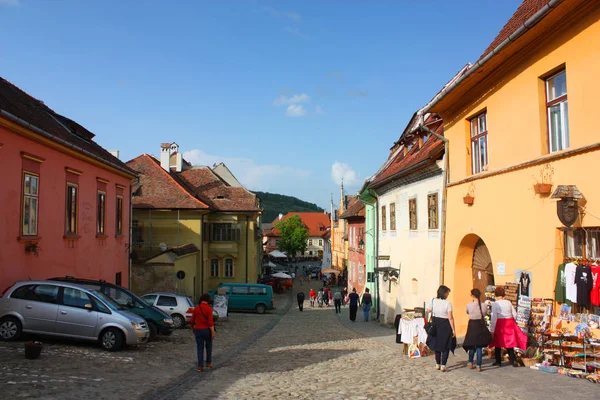 Sighisoara - 3 maja, 2017.Historical część miasta Sighisoara, Rumunia — Zdjęcie stockowe