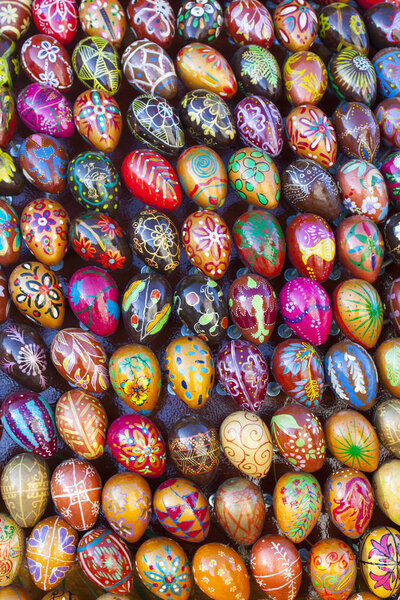 Background with painted eggs (Easter eggs)