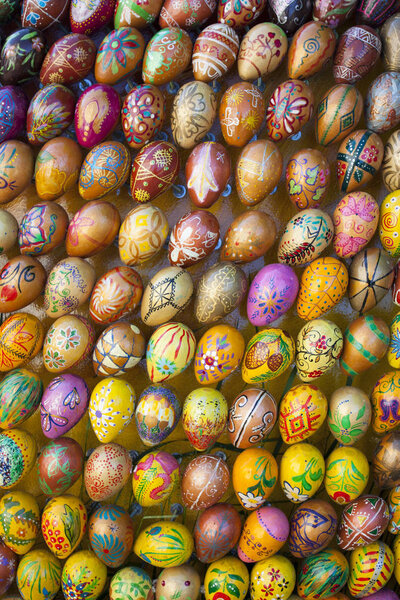 Background with painted eggs (Easter eggs)