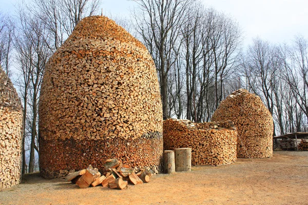 Firewood stack in Ukraine — Stock Photo, Image