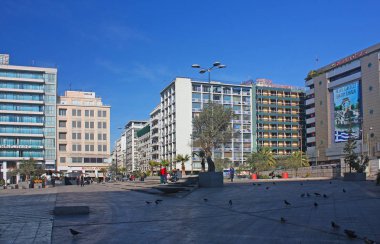 Atina - 6 Mart 2017. Omonia Meydanı Atina, Yunanistan