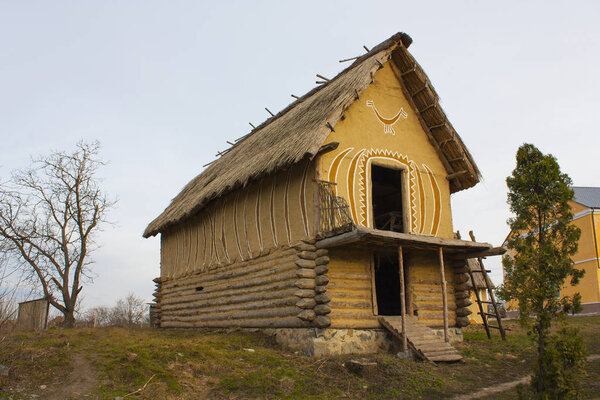 Ukraine - October 20, 2015. Reconstruction of the Trypillian House in the Museum of Trypillian Culture in Legezino, Ukraine