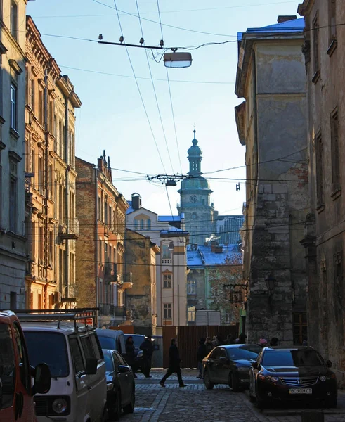 Lviv Ukraine Décembre 2015 Rue Vieille Ville Lviv Ukraine — Photo