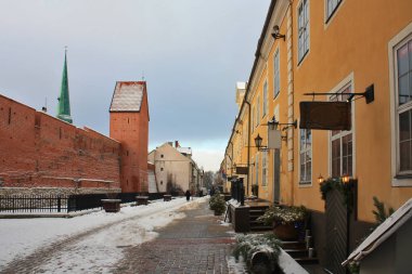 Riga, Letonya - 1 Ocak 2018: Yakovlevsky kışla tarihi kent Riga'da