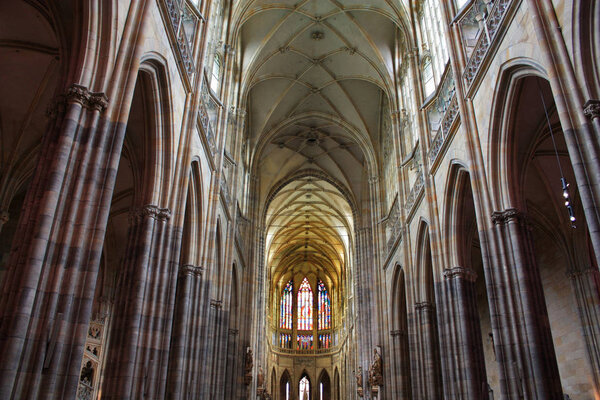 Interior of St. Vitus Cathedral in Prague, Czech Republic