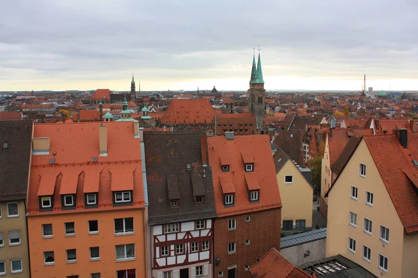 Panoramatický výhled na staré město Norimberku, Mittelfranken kraj, Bavorsko, Německo — Stock fotografie