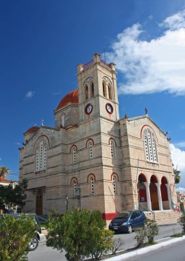 Aegina Island, Yunanistan - 6 Mart 2017. Tapınak Moni Phanerenis Aegina Adası Yunanistan