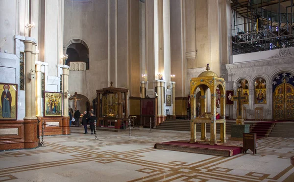 Tbilisi Dezembro 2017 Interior Catedral Santíssima Trindade Tbilisi Igreja Sameba — Fotografia de Stock