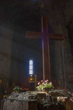 Jvari - 16 Aralık 2017. İç Gürcistan'daki Jvari Manastırı