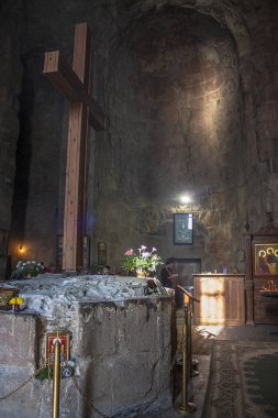 Jvari - 16 Aralık 2017. İç Gürcistan'daki Jvari Manastırı