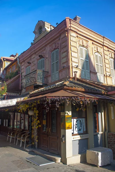 Tbilisi Dezembro 2017 Restaurante Bairro Cidade Velha Cidade Tbilisi Que — Fotografia de Stock