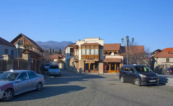 Mtskheta Dicembre 2017 Strade Pittoresche Mtskheta Con Negozi Alberghi Negozi — Foto Stock