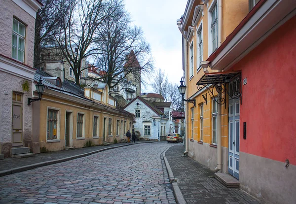 Tallinn Estonia January 2018 Romantic Historic Street Old Town Tallinn — Stock Photo, Image