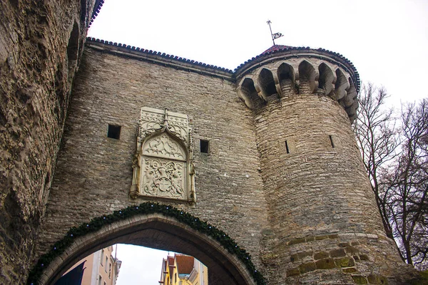 Tallinn Estónia Janeiro 2018 Great Sea Gate Old Town Tallinn — Fotografia de Stock