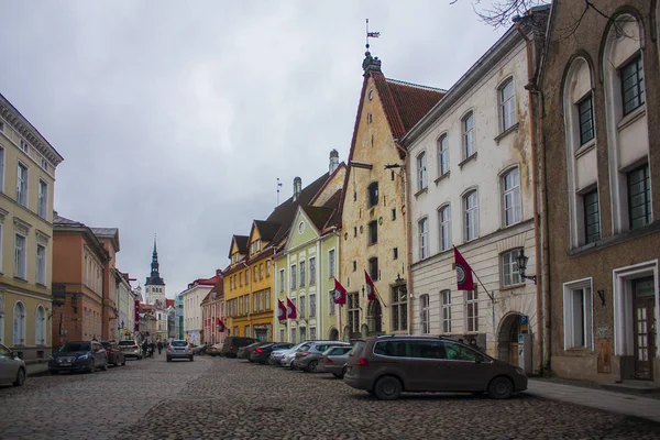 Tallinn Estônia Janeiro 2018 Edifícios Históricos Vintage Cidade Velha Tallinn — Fotografia de Stock