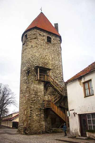 Tallinn Estónia Janeiro 2018 Tower Plate Epping Tower Cidade Velha — Fotografia de Stock