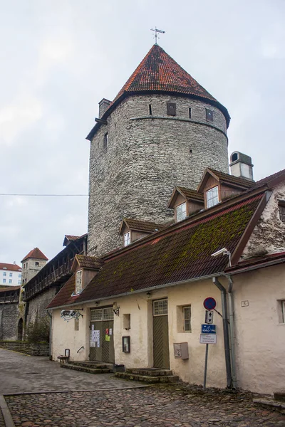 Tallinn Estland Januari 2018 Uitzicht Oude Verdedigingsmuur Perfect Bewaard Gebleven — Stockfoto