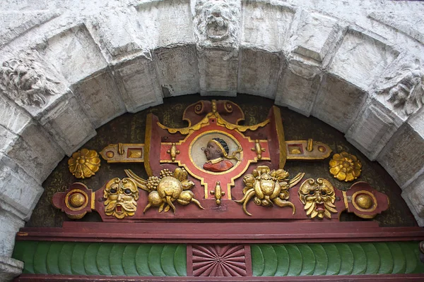 Tallinn Estonia January 2018 Fragment Door Brotherhood Blackheads Old Town — Stock Photo, Image