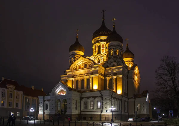 Tallinn Estonia January 2018 Alexander Nevsky Orthodox Cathedral Hill Toompea — Stock Photo, Image