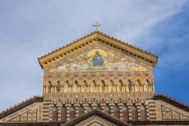 Amalfi, İtalya - 8 Mart 2018: Katedrali, Saint Andrew (Duomo di San Andreas) İtalya'nın Amalfi Coast Amalfi'da