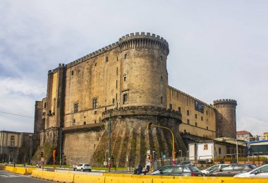 Naples, İtalya - 5 Mart 2018: Castel dell'Ovo (İtalyanca 