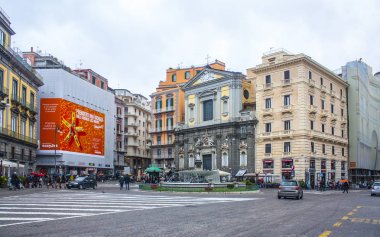 Naples, İtalya - 5 Mart 2018: Kilise San Ferdinando Doğum Via Trieste e Trento Napoli, İtalya