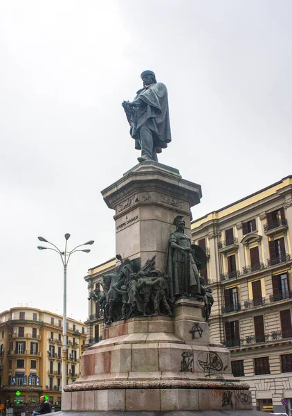 Naples Olaszország Március 2018 Ban Emlékműve Giuseppe Garibaldi Garibaldi Tér — Stock Fotó